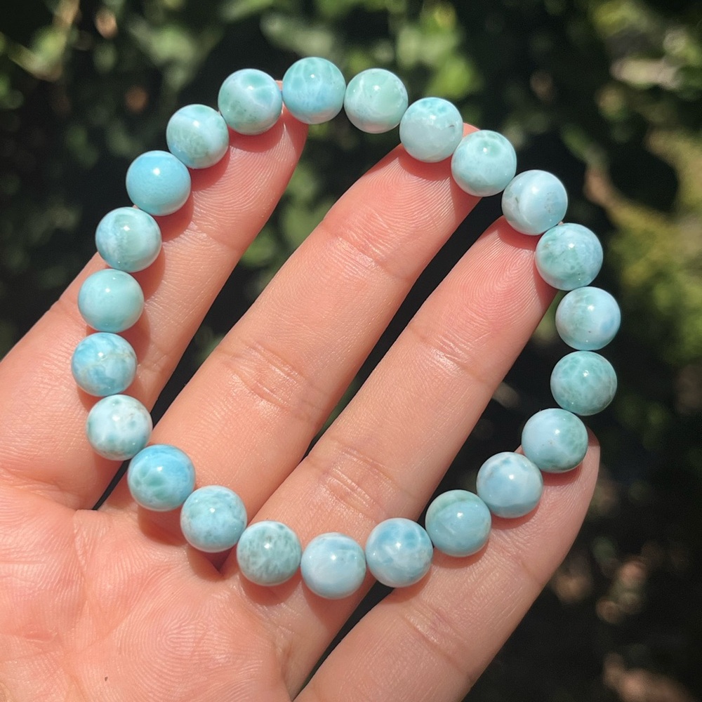 8.5mm stretchable‎ Larimar bracelet